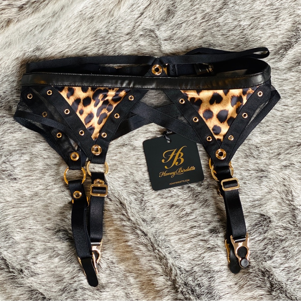 ***SOLD***!π€π Honey Birdette Betty Suspender ππ€ Leopard Print Size XS BNWT - Picture 6 of 12
